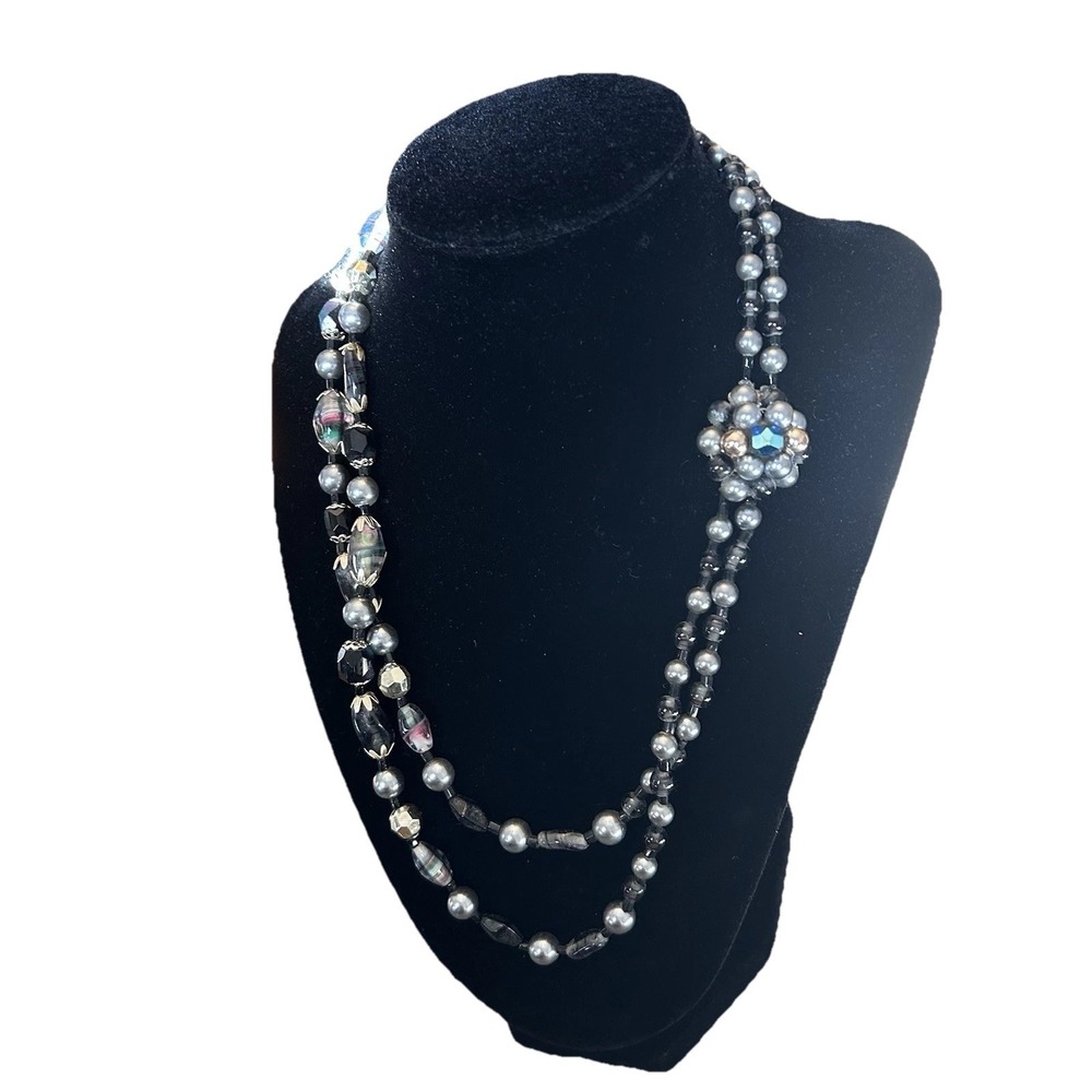 Vintage Multi Strand Necklace Clip On Earrings Set Japan